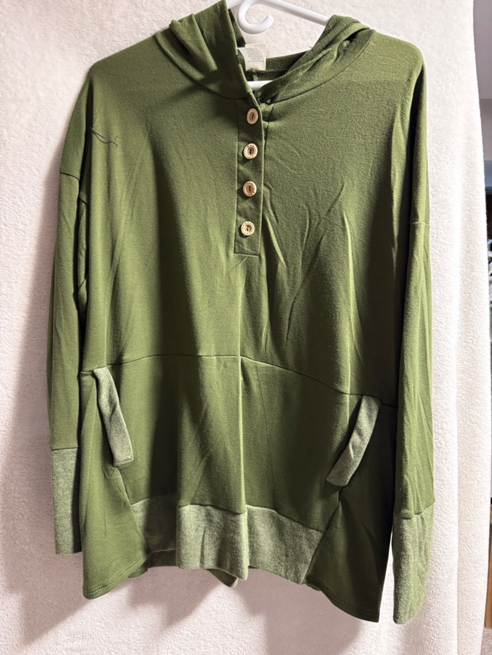 Sew In Love Olive Green Hooded Henley Pullover